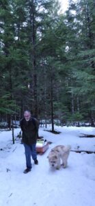 Andy, Walt hauling pulk