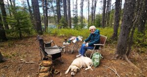 We sat by South Prairie Lake and enjoyed the picnic lunch mom made.